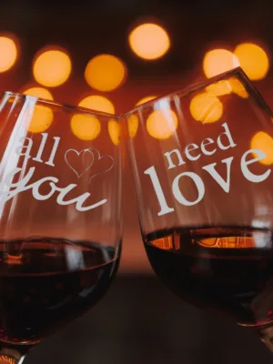 Valentine Gifts Wine Glass All You Need Is Love Set of 4 For Couple