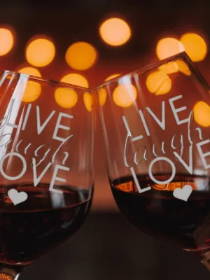 Valentine Gifts Wine Glasses Live Laugh Love Set Of 2 For Couples