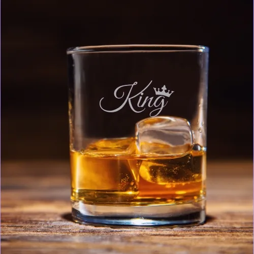 Valentine Gift King Queen Couple Whiskey Glasses Set Of 2