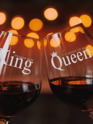 Valentine Gifts Wine Glasses king Queen Set of 4 For Couples