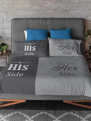 Valentine Gifts Couple Bedsheet His Her Side With Pillow Covers