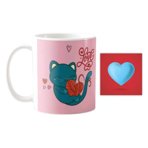 Valentine Gifts Hamper Coffee Mug Cute Cat Love & Cushion Cover