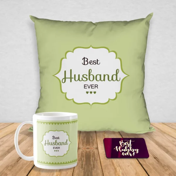 Valentine Gift Hamper Best Husband Ever Coffee Mug & Cushion