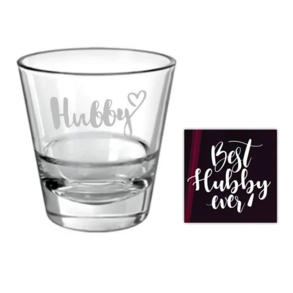 Valentine Gifts Hubby Whiskey Glasses with Coaster - TheYaYaCafe