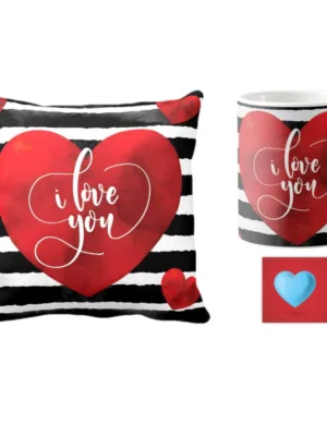 Valentine Gift Hamper Coffee Mug I Love You & Cushion Cover