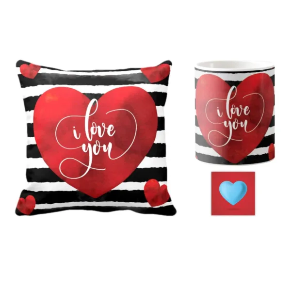 Valentine Gift Hamper Coffee Mug I Love You & Cushion Cover