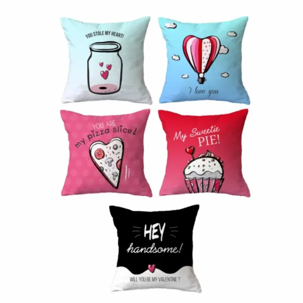 Unique Designs Valentine gift Couple Cushion Cover Set of 5