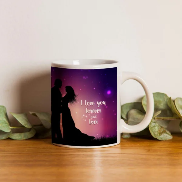 Valentine Gift for Girlfriend Combo I Love You Forever and Ever Printed Mug, Coaster and Cushion Cover