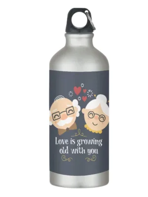 Love is Growing Old with You Grey Valentine Sipper Bottle