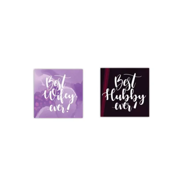 Hubby Wifey Wine and Whiskey Glasses Set of 2 With Coaster