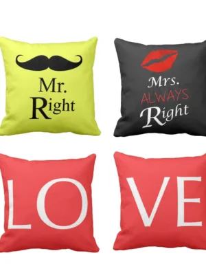 Valentine Gifts Mr Right Mr Always Right Love Reversible Throw Cushion Covers Set of 2