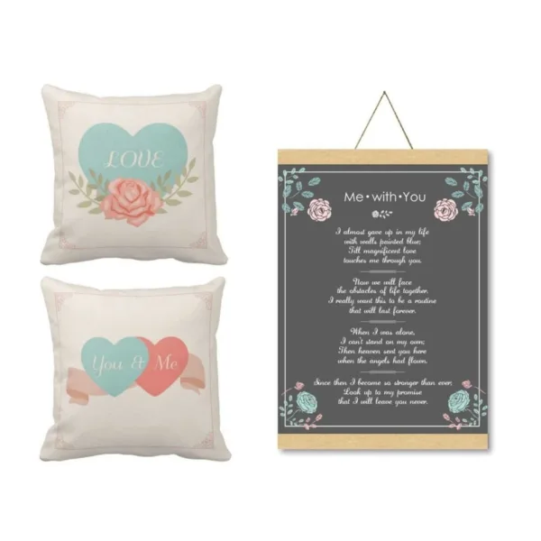 Valentine Combo Love Cushion Covers & Me With You Scroll Set Of 3