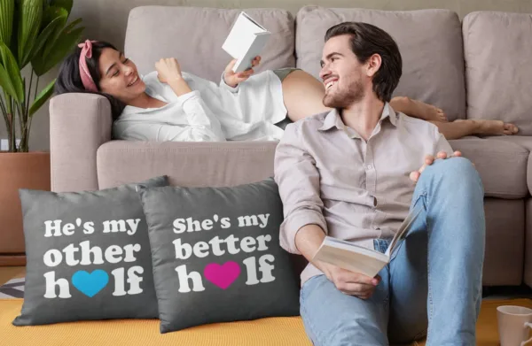 Valentine Gift She & He's mine Cushion Cover For Husband Wife