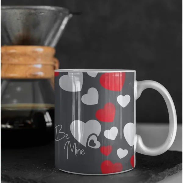 Valentine Gift Coffee Mug Be Mine Heart & Cushion Cover