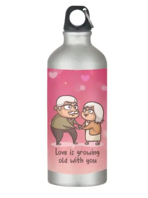 Love is Growing Old with You Pink Valentine Sipper Bottle