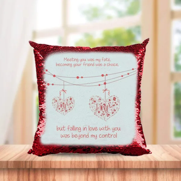 Valentine Gifts Red Magic Cushion Cover Sequins Meeting You Was My Fate