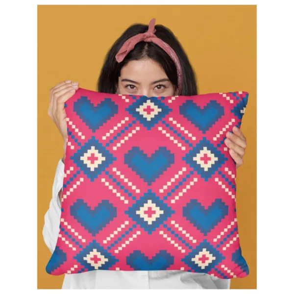 Valentine Gift Infatuated Hearts Printed Cushion Cover For Couples