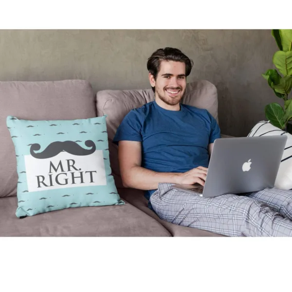 Valentine Gift Hamper Coffee Mug Mr. Right & Cushion Cover