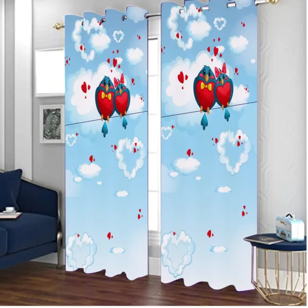 Valentine Day Gift Curtain Love Birds For Romantic Couples