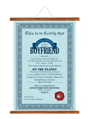 World's Best Boyfriend Certificate Valentine Scroll