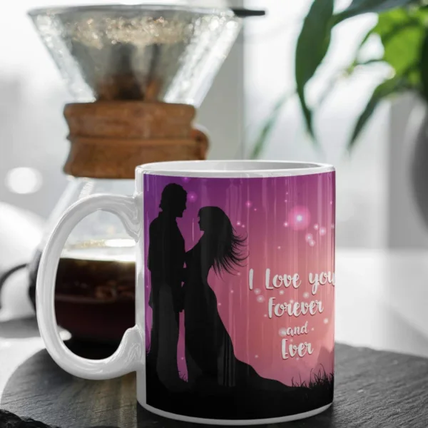 Valentine Gift for Girlfriend Combo I Love You Forever and Ever Printed Mug, Coaster and Cushion Cover