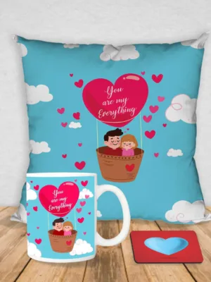 Valentine Gift Coffee Mug You Are My Everything & Cushion