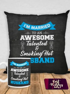 Valentine Special Gift I Married Cushion, Mug, Coaster, Hamper