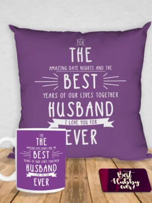 Valentine Gift Coffee Mug The Best Husband Ever & Cushion Cover