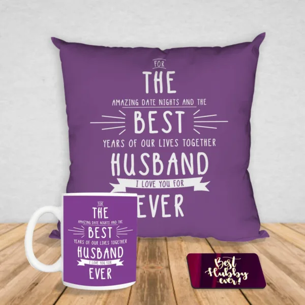 Valentine Gift Coffee Mug The Best Husband Ever & Cushion Cover