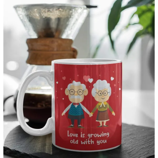 Valentine Gift Coffee Mug Love IS Growing Old With You & Cushion