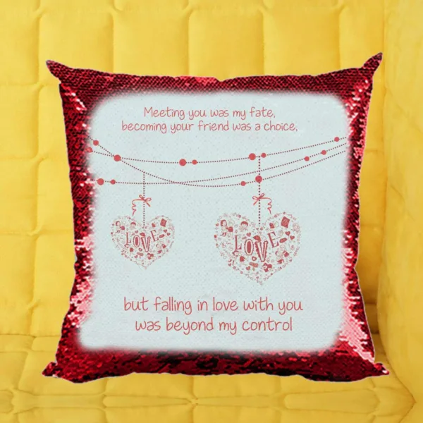 Valentine Gifts Red Magic Cushion Cover Sequins Meeting You Was My Fate