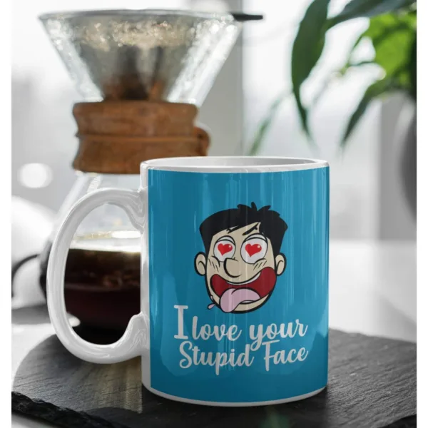 Valentine Gift Coffee Mug I Love Your Stupid Face & Cushion