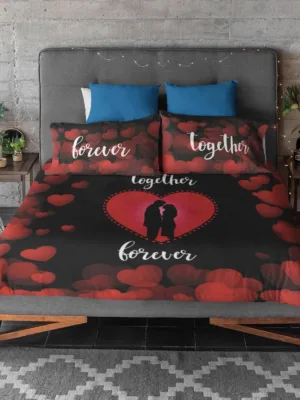 Together Forever Printed Bedsheet for Couple with 2 Pillow Covers