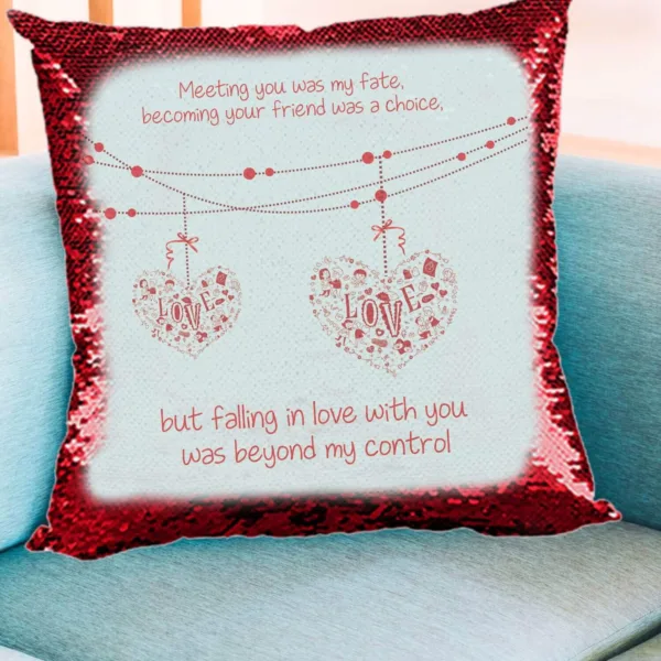 Valentine Gifts Red Magic Cushion Cover Sequins Meeting You Was My Fate