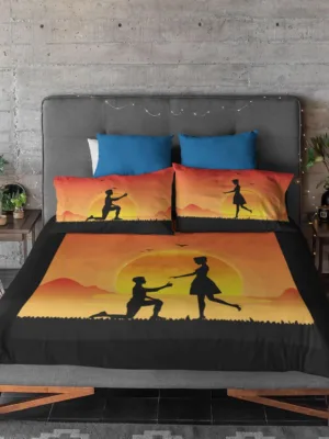 Romantic Valentine Printed Couple Bedsheet - TheYaYaCafe