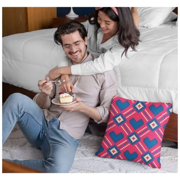 Valentine Gift Infatuated Hearts Printed Cushion Cover For Couples