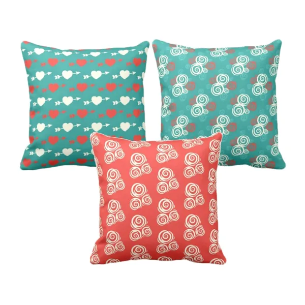 Valentine Gifts Cushion Cover Splendid Hearts Printed Set of 3