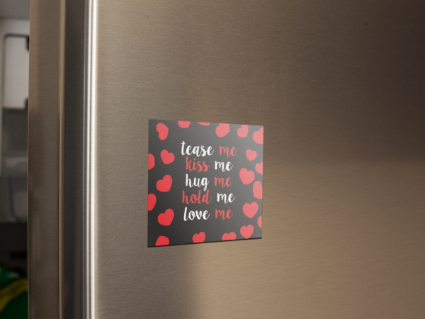 Valentine Gift Fridge Magnet Tease Kiss Hug Hold and Love Me