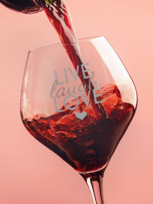 Valentine Gift Wine Glasses Live Laugh Love Set Of 2 For Couples