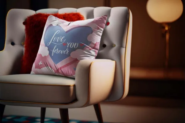 Valentine Gift Love You Forever Printed Pink Cushion Cover For Couples