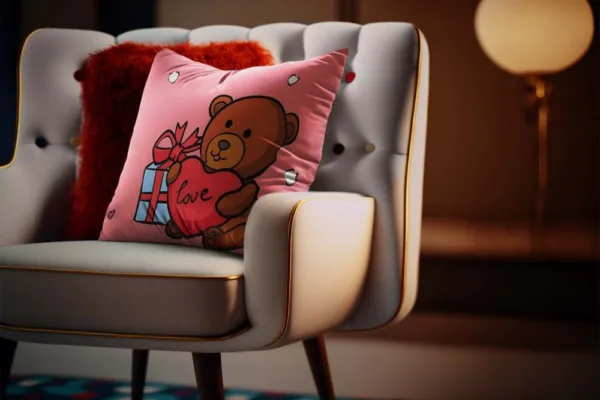 Valentine Gift  Teddy Bear Gift Design Cushion Cover For Couples