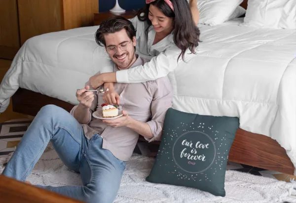 Valentine Gift  Our Love is Forever Printed Cushion Cover For Couples