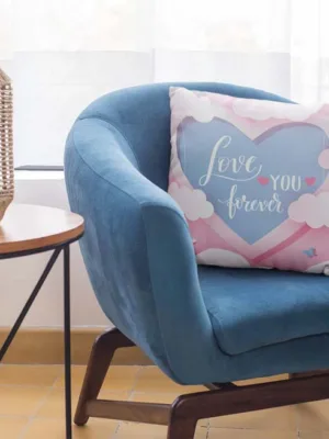 Valentine Gift Love You Forever Printed Pink Cushion Cover For Couples