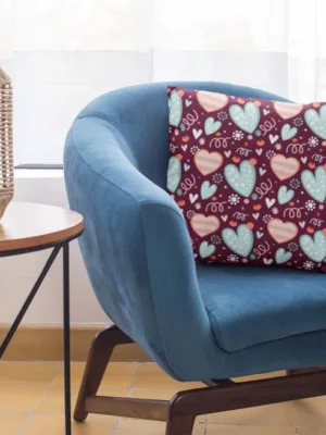 Valentine Gift Adorable Hearts Printed Cushion Cover For Couples