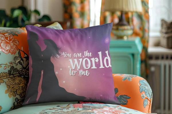 Valentine Gift You are The World to Me Cushion Cover For Couples