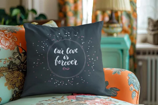 Valentine Gift  Our Love is Forever Printed Cushion Cover For Couples