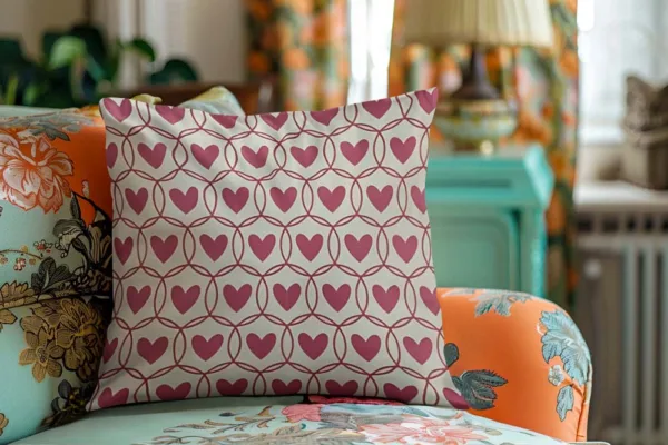 Valentine Gift Amorous Hearts Printed Cushion Cover For Couples