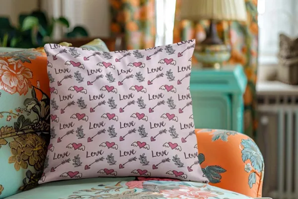 Valentine Gift Ardent Hearts Printed Cushion Cover For Couples