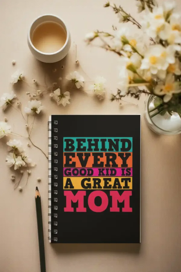 Behind Every Good Kid is a Great Mom Wirebound Notebook