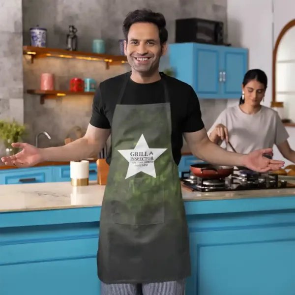 Grill Inspector Husband Apron With Chef Hat